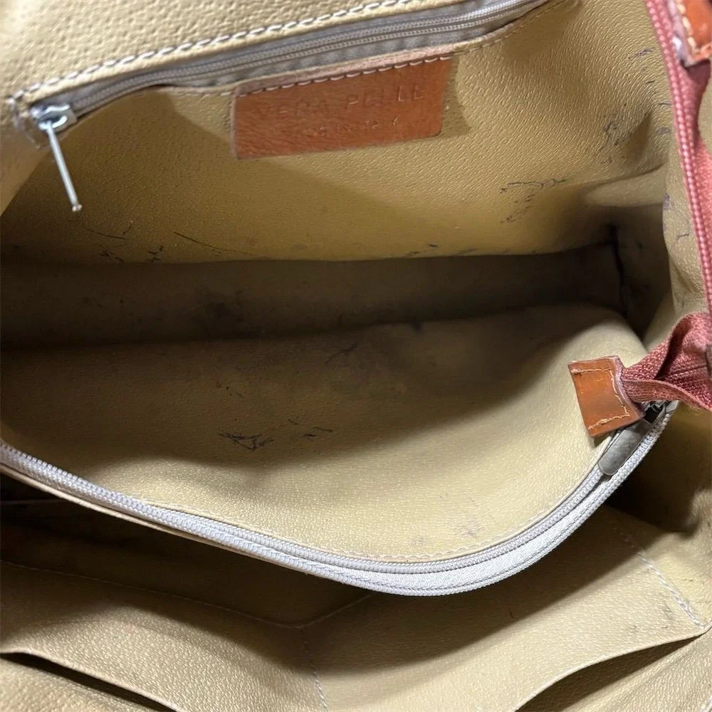 Vera Pelle Tan Leather Tote Bag